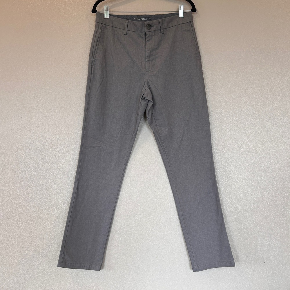 Old Navy Ultimate Slim Built-In Flex Chino Pants Gray 33x32 Mens Trousers